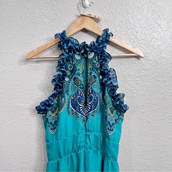 Boston Proper Paisley Print Ruffle High Neck Maxi Dress size - Picture 8 of 14